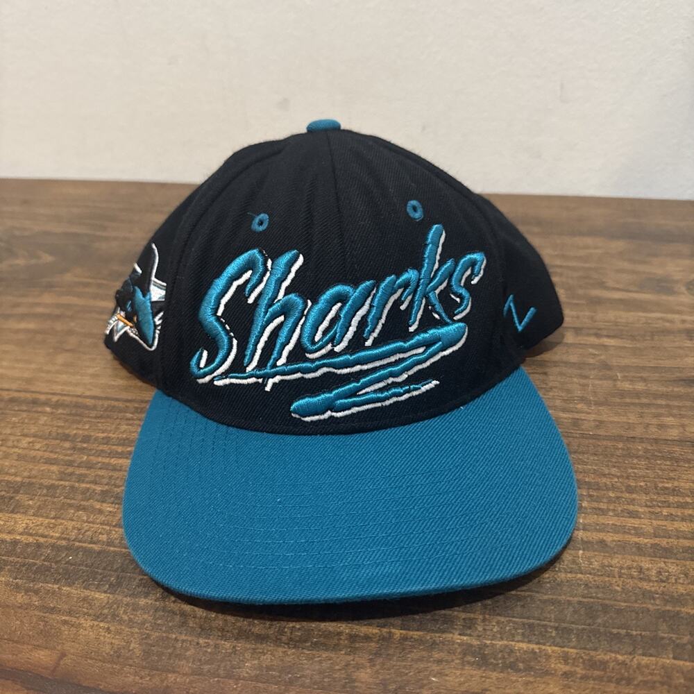 Vintage Y2K San Jose Sharks Snapback Script NHL Zephyr Cap Hat Rare